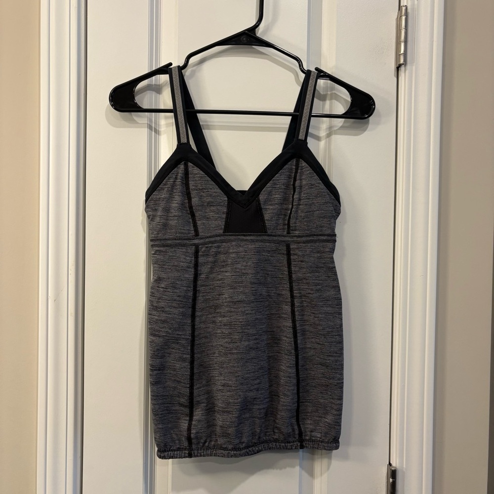 Lululemon Light Up Tank in a Heathered Black/Gray Color